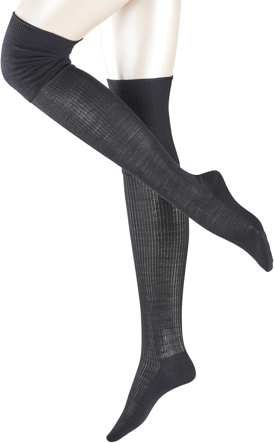 FALKE Women's No. 3 Knee-High Socks, Lightweight, Silky Soft, Luxurious Merino Wool Silk, Designer Stockings, Black (Black 3009), 5-6, 1 Pair