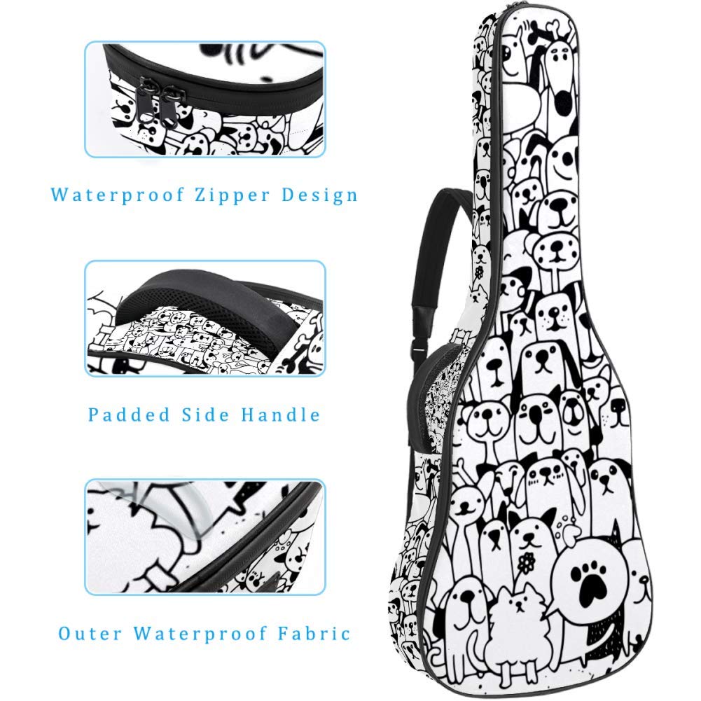 Bolsa para guitarra eléctrica resistente al agua, con cremallera, suave, para bajo, acústica y clásica, para gatos y perros