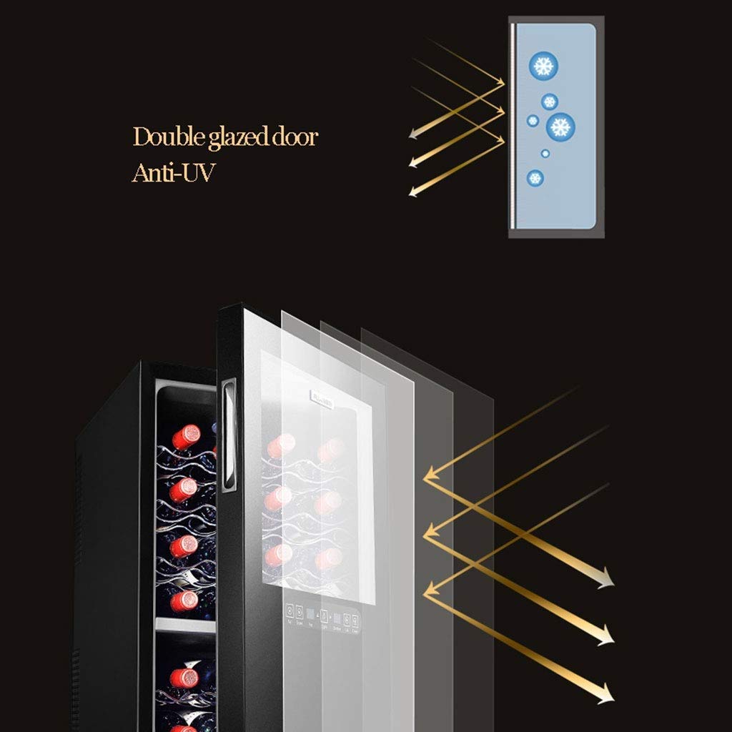 PUCNHZYNW 24 Bottle Wine Cooler Cabinet Beverage Refrigerator, Two-Layer Independent Temperature Control for Red, White, Champagne or g Wine - Black, Low Noise on Fridge.com