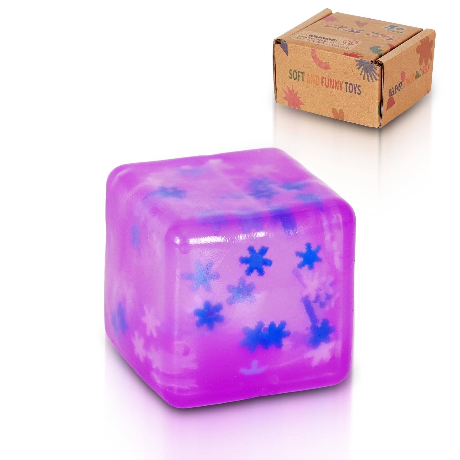 Copfeqyr 1pack 3.5cm / 1.38in snowflake squeeze toy - fidget toys for kids and adults stress cube, squishy toys in gift box (Purple)