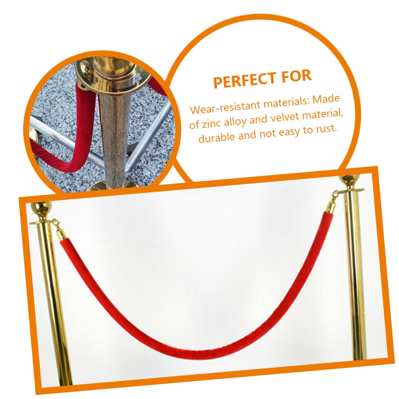 Yardenfun Concierge Post Lanyard Rope Guardrail Lanyard Stanchion Rope for Crowd Control Stanchions Crowd Control Rope Queue Barrier Rope Seat Queue Rope Safety Lanyard Guard Bar Rope Velvet