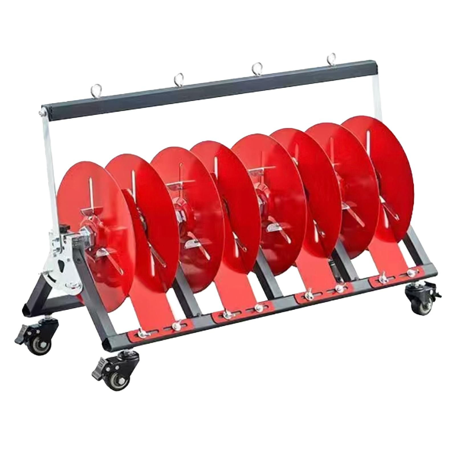 Portabobine per Cavi, Robusto portabobine con Ruote, Dispenser per Cavi Portatile per Officina e Fabbrica, Design Pieghevole, Supporto salvaspazio per 4 Bobine, Facile da spostare
