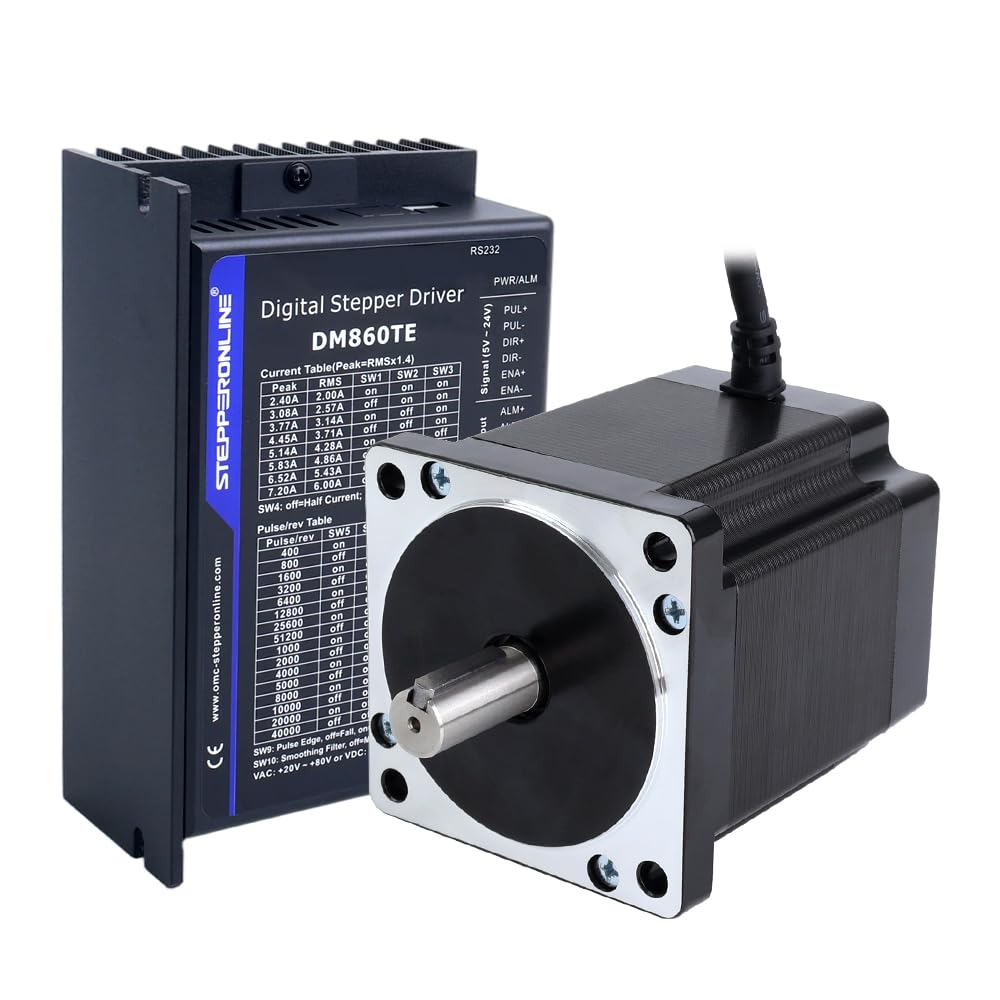 STEPPERONLINE Schrittmotor CNC Kit 3.4Nm 6A Nema 34& Treiber DM860TE | 1 Achse, Treiber 2.4-7.2A 20-80VAC/30-100VDC