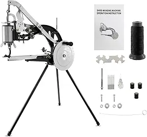 IRONWALLS Leather Cobbler Manual, Heavy Duty Hand Shoe Repair Mending Sewing Machine with Needles, Leather Stitching Sewing Machine for Canvas Cotton Linen, Bags, Cloths, Tents
