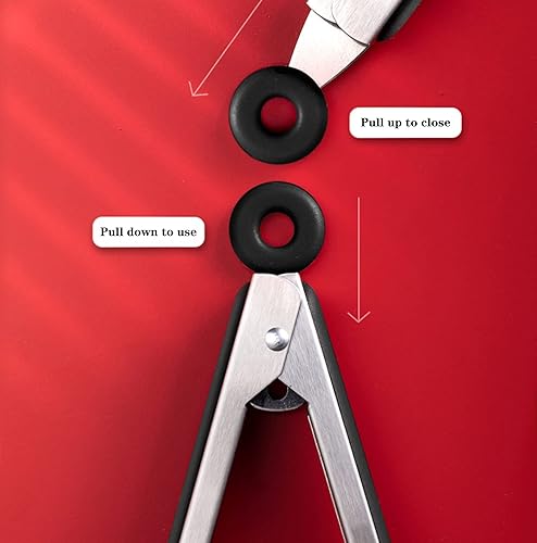 Miniatura 4 de 10 pinzas de cocina de acero inoxidable 5 piezas de 9 pulgadas y 5 piezas de 12 pulgadas de silicona antideslizante para pan de alimentos para