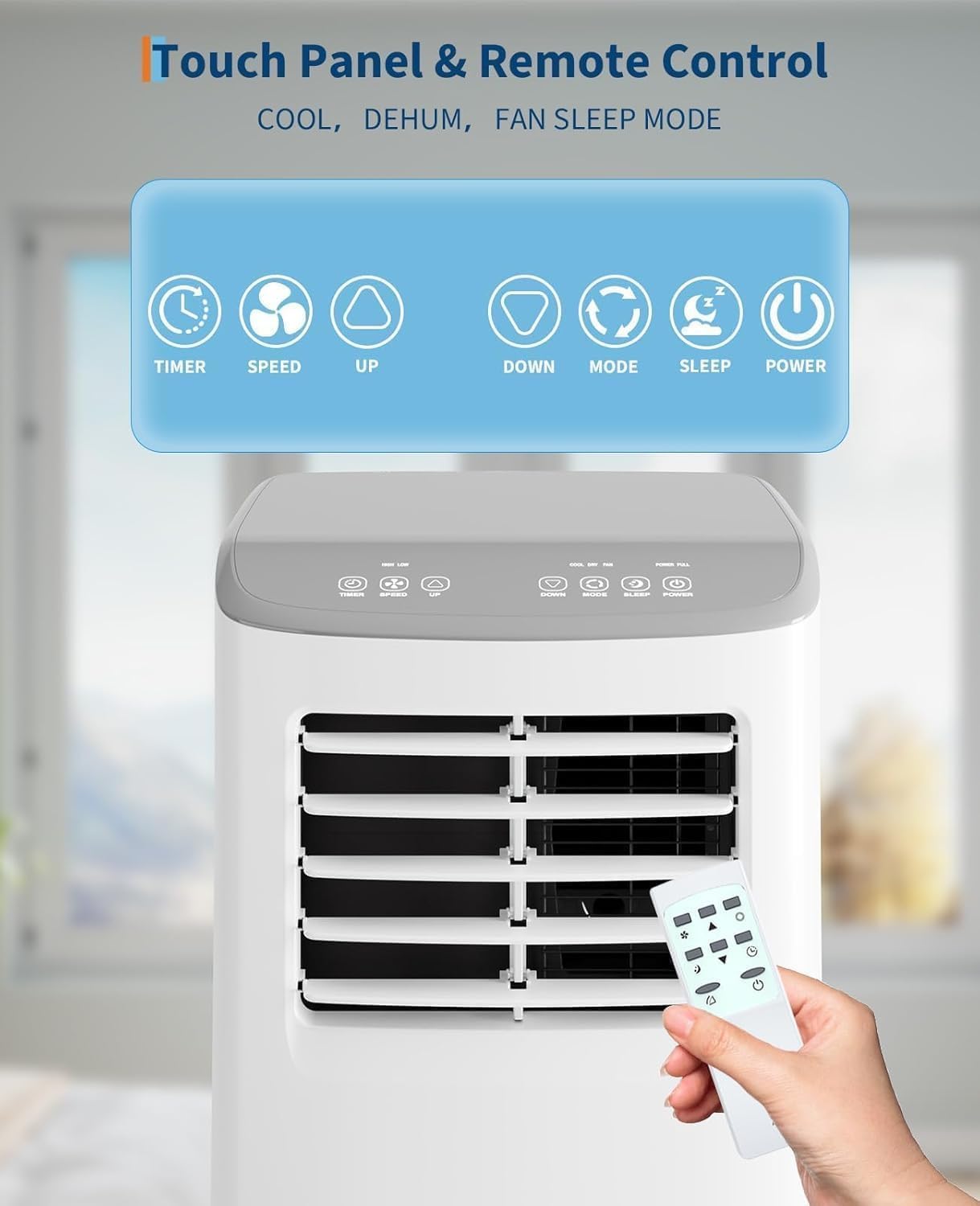Garvee - Przenośny klimatyzator 3 w 1, 8000 BTU, przenośna jednostka AC z chłodzeniem, osuszaczem powietrza i wentylatorem, do pomieszczeń o powierzchni do 350 m², z pilotem zdalnego sterowania