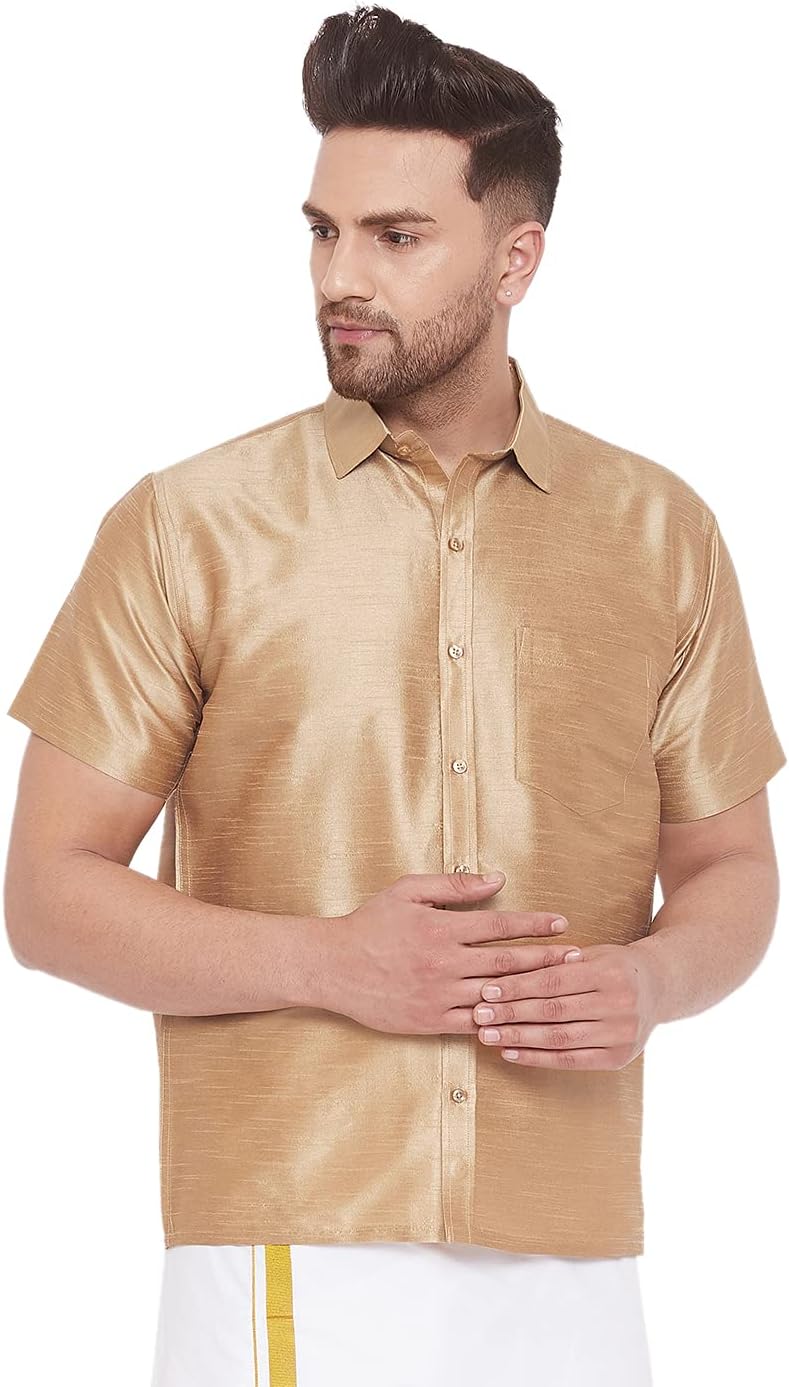 VASTRAMAYMen's Silk Blend Regular Fit Shirt