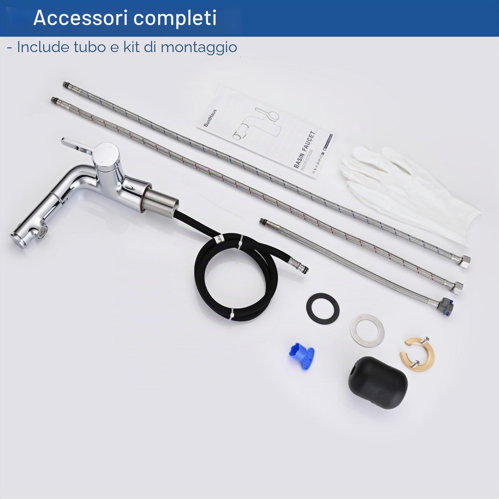 Rubinetto Bagno Lavabo con Doccetta Estraibile, Miscelatore Lavabo Bagno, Rubinetti Monocomando con 3 Modalità, Aeratore Rimovibile, Senza Piombo, Acqua Calda e Fredda, Moderno Cromato