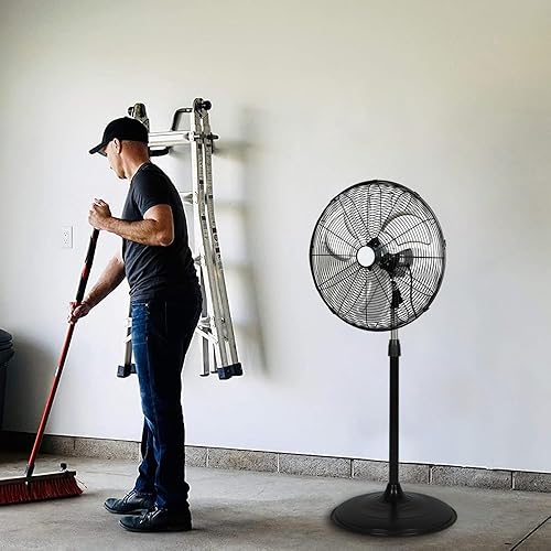 Miniatura 8 de BILT HARD Ventilador de pedestal de alta velocidad de 20 pulgadas, ventilador de pie oscilante industrial de 3 velocidades 5200 CFM, ventilador de