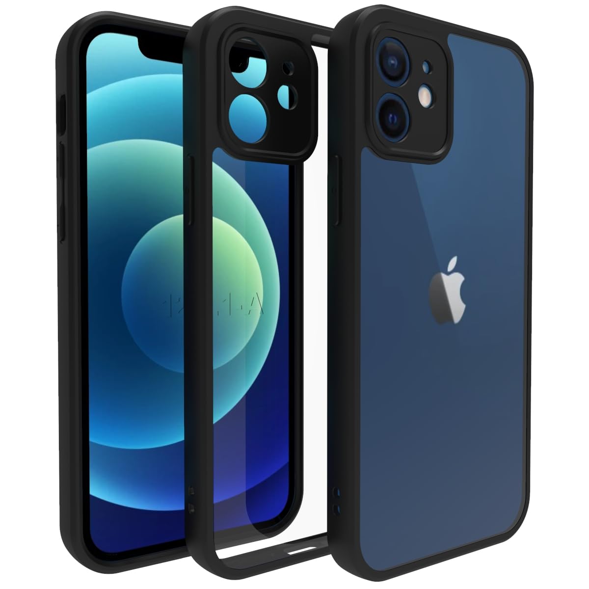 RIGGEAR Shockproof Sleek Hybrid Armor Back Cover Case with Drop Protection Corner Airbags for Apple iPhone 12 (Clear PC+ Black TPU Bumper) (B0C86CJ6RS) Amazon Price History, Amazon Price Tracker