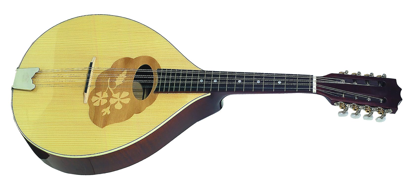 GEWA Mandola Pro Arte - Mandola plate - Forme portugaise - Table en épicéa massif - Fond/éclisses en érable massif - Plaque de jeu en bois incrustée - Fabriqué en Europe
