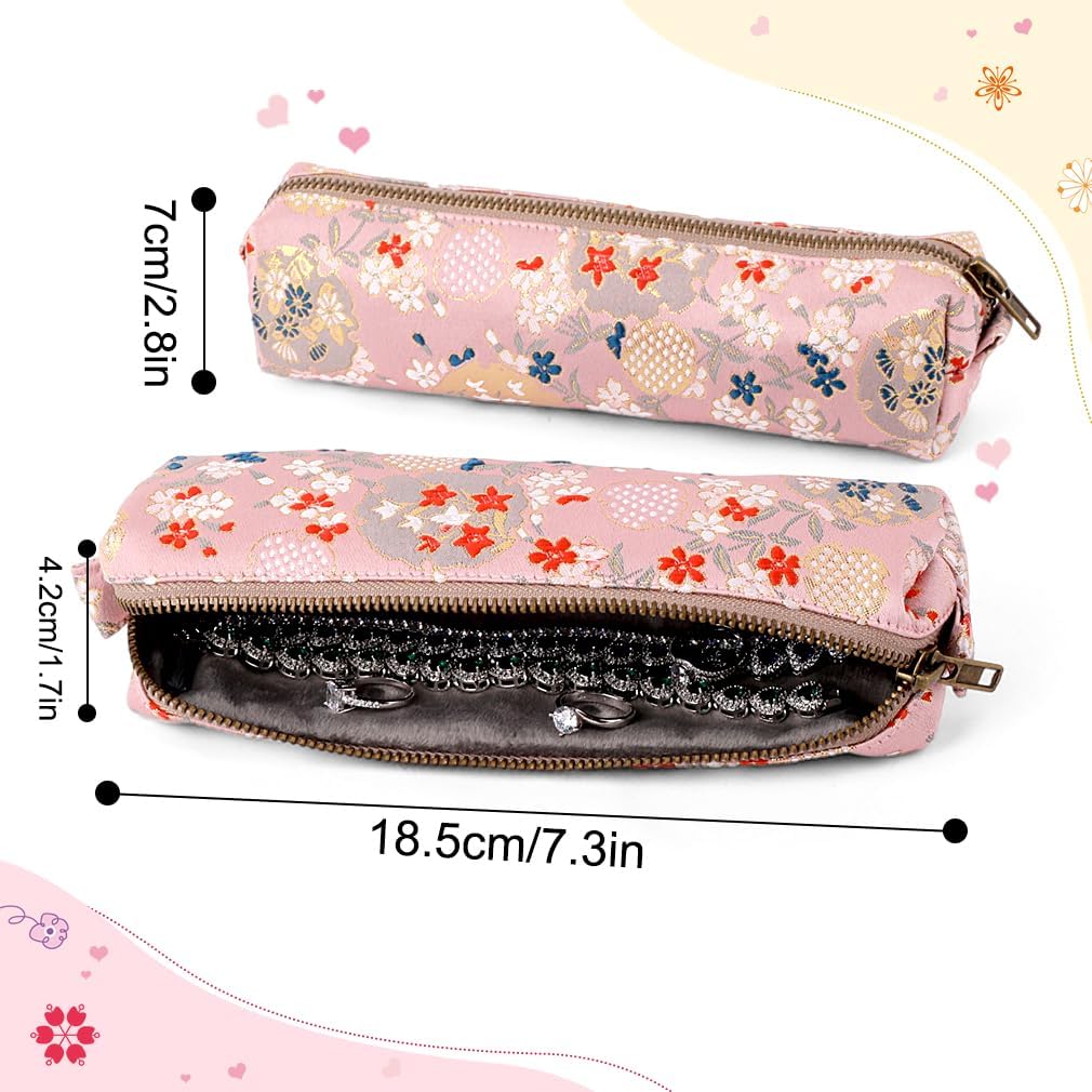 iSuperb Vintage Pencil Case Embroidery Pen Pouch Zipper Pencil Bag Women Makeup Bag for Office Organizer Storage Bag (Pink)