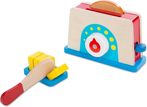 Miniatura 9 de Melissa & Doug Juego de tostadora de pan y mantequilla (9 piezas) - Accesorios de cocina y comida de madera para jugar