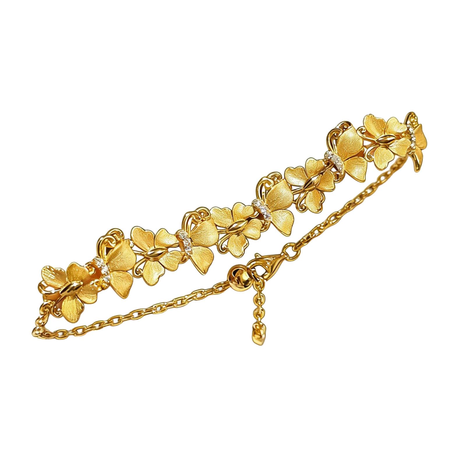RITIM Handmade Gold Plated Butterfly Bracelet for Women, Diamond-Set Fluttering Butterfly…