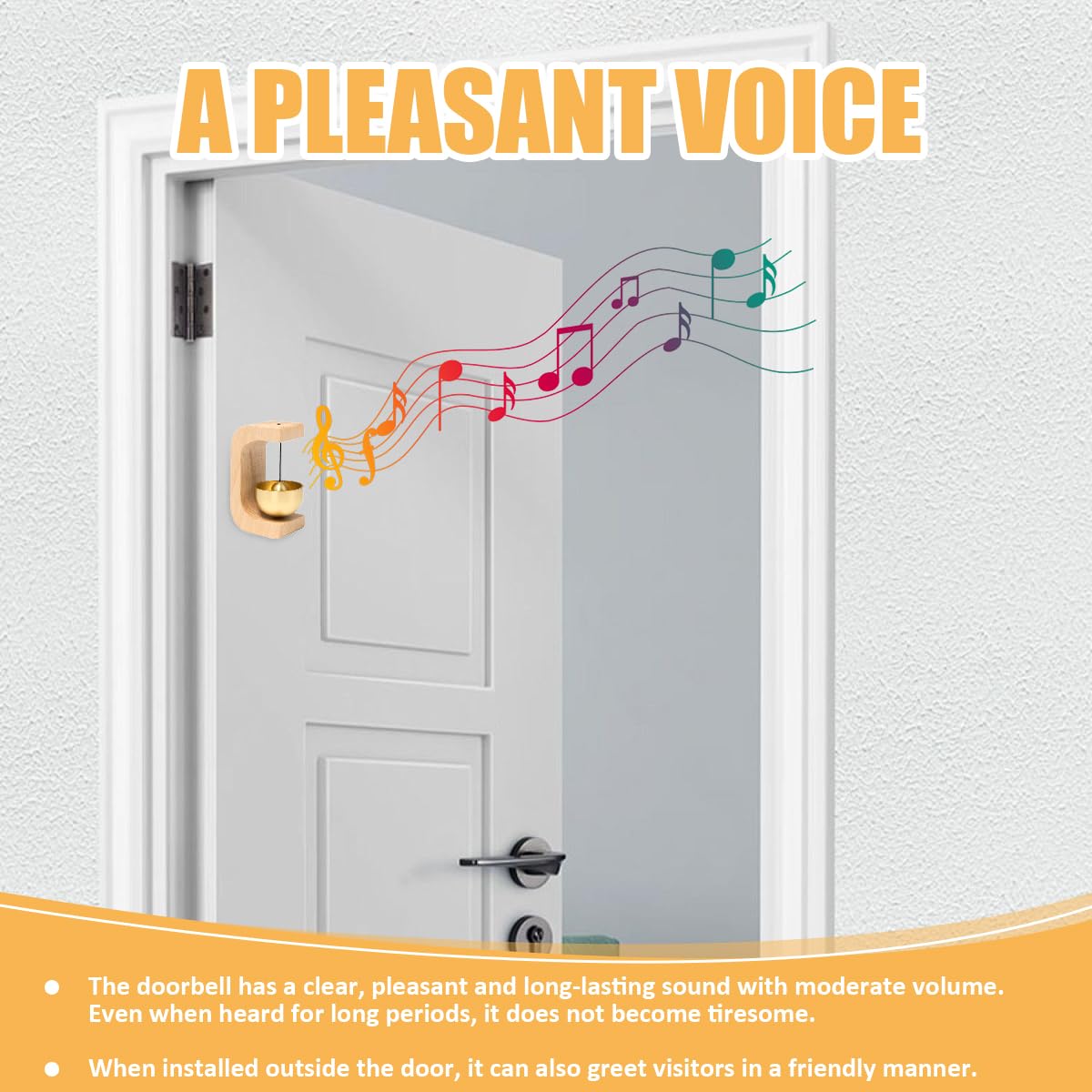 2 Piezas Timbre de Puerta de Madera, Campanilla de Tienda para Apertura de Puerta Timbre Puertas Magnético con Campana de Latón para Puertas, Casas, Jardines, Oficinas, Tiendas, Cafeterías