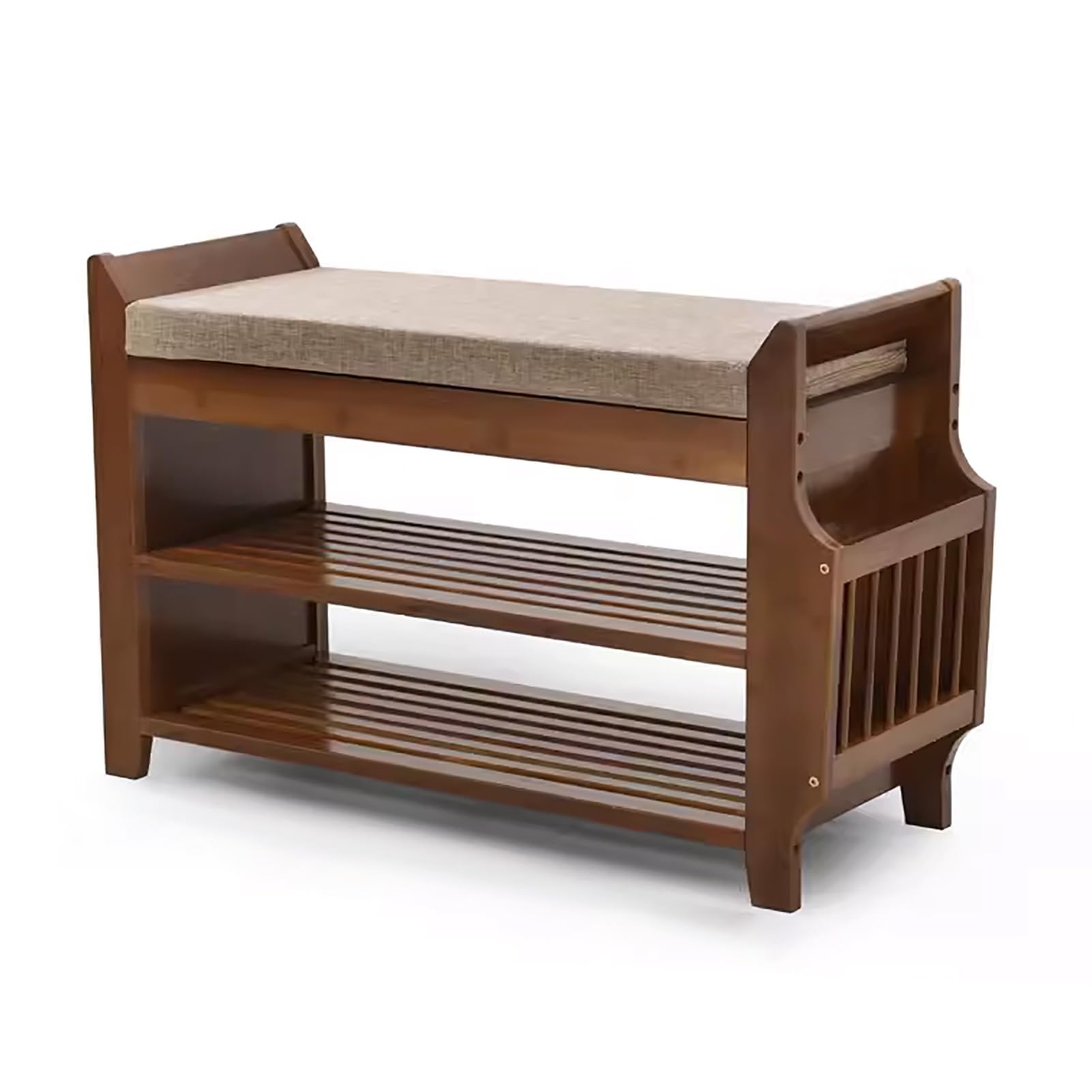 Banc à chaussures en bambou meuble de rangement entrée avec assise confort
