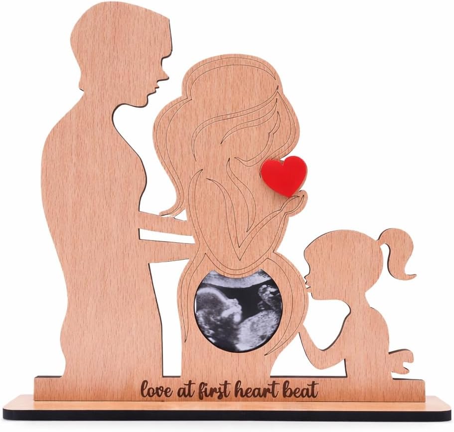 The Baby First Box Plastic Baby Sonography Ultrasound Tabletop, Wall Mount Rectangular Photo Frame- Sister Love| Pregnancy Gift | Baby Shower Gift, Brown, 20.3 x 20.3 cm