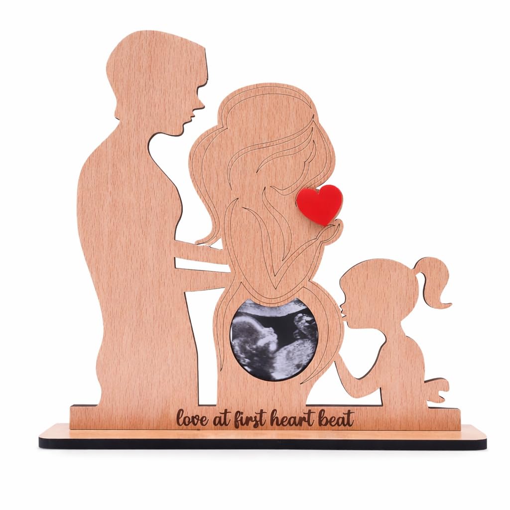 The Baby First Box Plastic Baby Sonography Ultrasound Tabletop, Wall Mount Rectangular Photo Frame- Sister Love| Pregnancy Gift | Baby Shower Gift, Brown, 20.3 x 20.3 cm