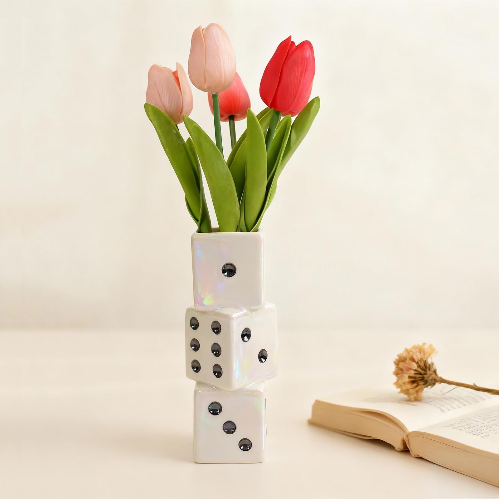 Amazon.com: MOUGIGI Ceramic Dice Vase - Unique Decor for Dried