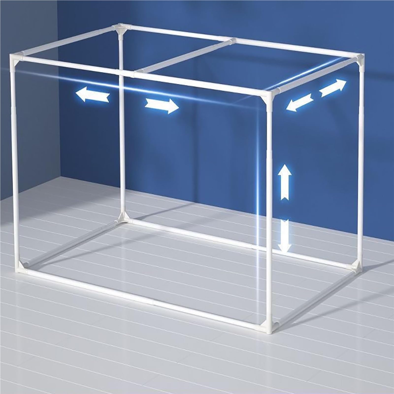 Cadre de lit rétractable – Tente universelle pour lit superposé pour 4 poteaux d'angle, support de moustiquaire, idéal pour les dortoirs d'étudiants, installation et soutien faciles