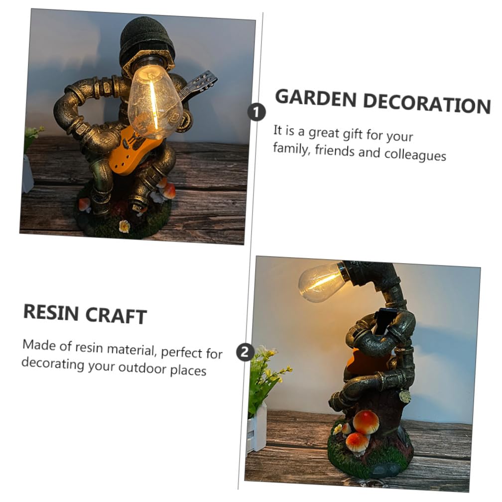 BESTonZON Solarlampe Roboter-statue Aus Kunststoff Garten-dekoration Roboter-ornament Kunststoff-figur Für Außenbereich Solarleuchte Für Rasen
