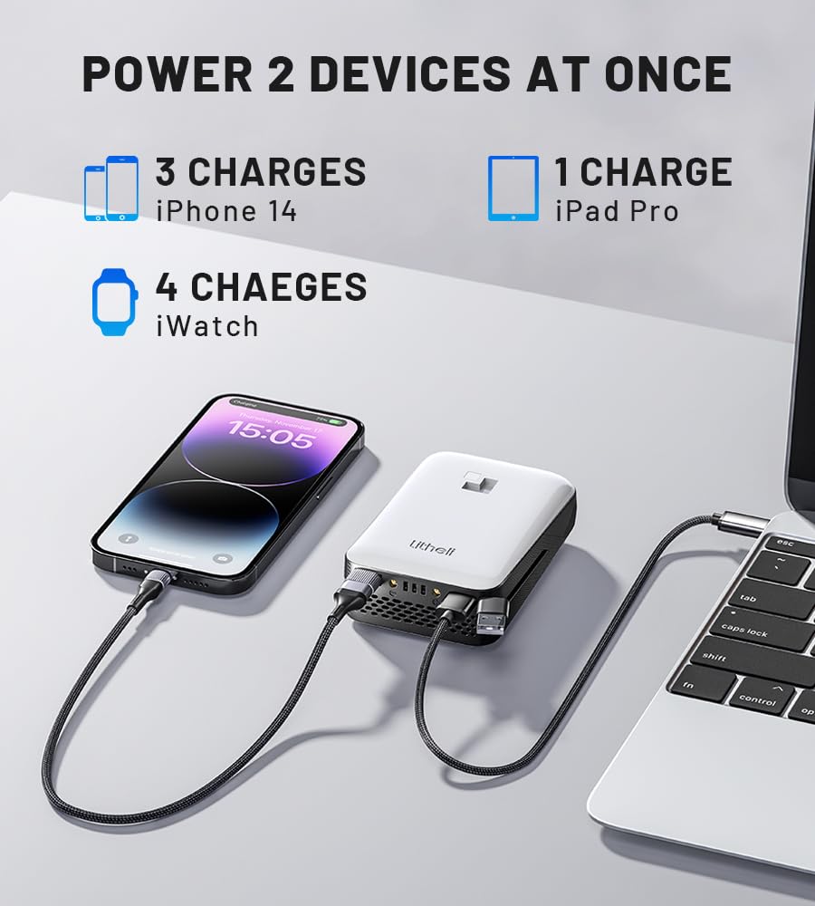 LiTHELi Portable Charger 4.0Ah Lithium Batteries 45W Max Power Bank, Suit for U20 Power Tools and Outdoor Power Equipment