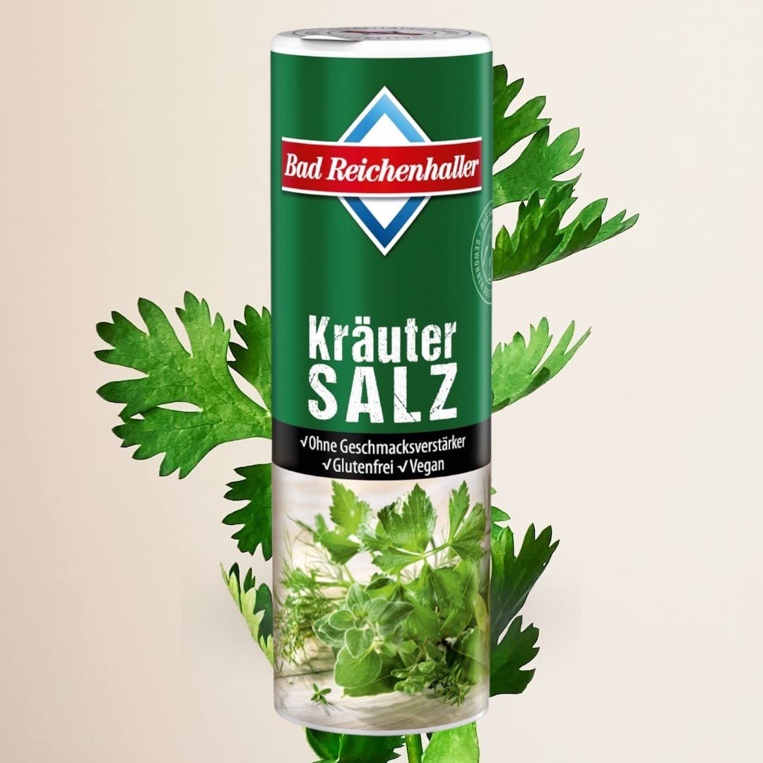 Bad Reichenhaller Kräutersalz 6 x 300g Dose | Großpackung Vorrat insgesamt 1800 g | ohne Geschmacksverstärker Glutenfrei | verschiedene Kräuter vegetarische und vegane Küche geeignet
