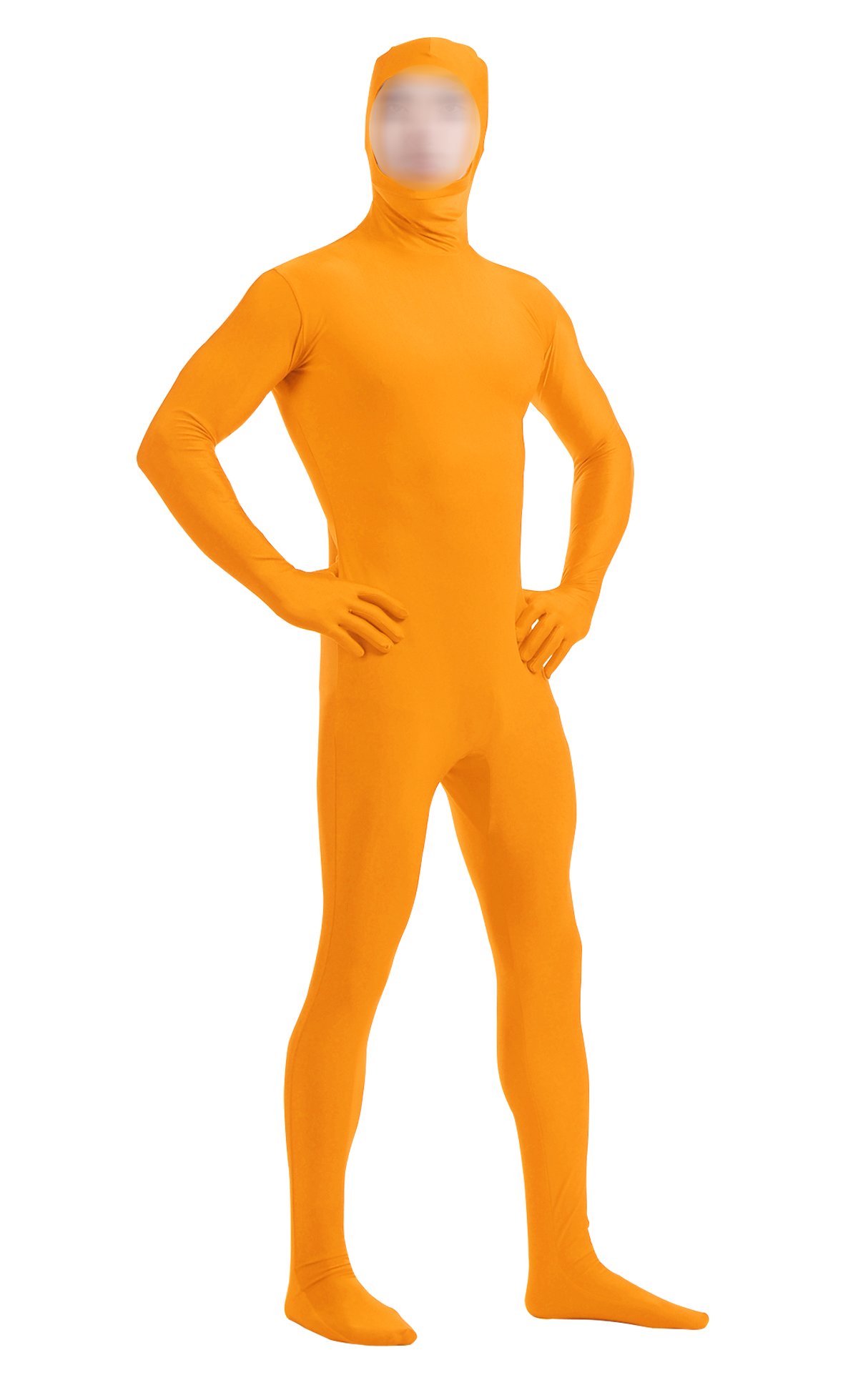 lucky baby store Boys' Mens Full Body Open Face Spandex Lycra Unitard Mask Zentai Costume Bodysuit (XL, orange) - Image 3