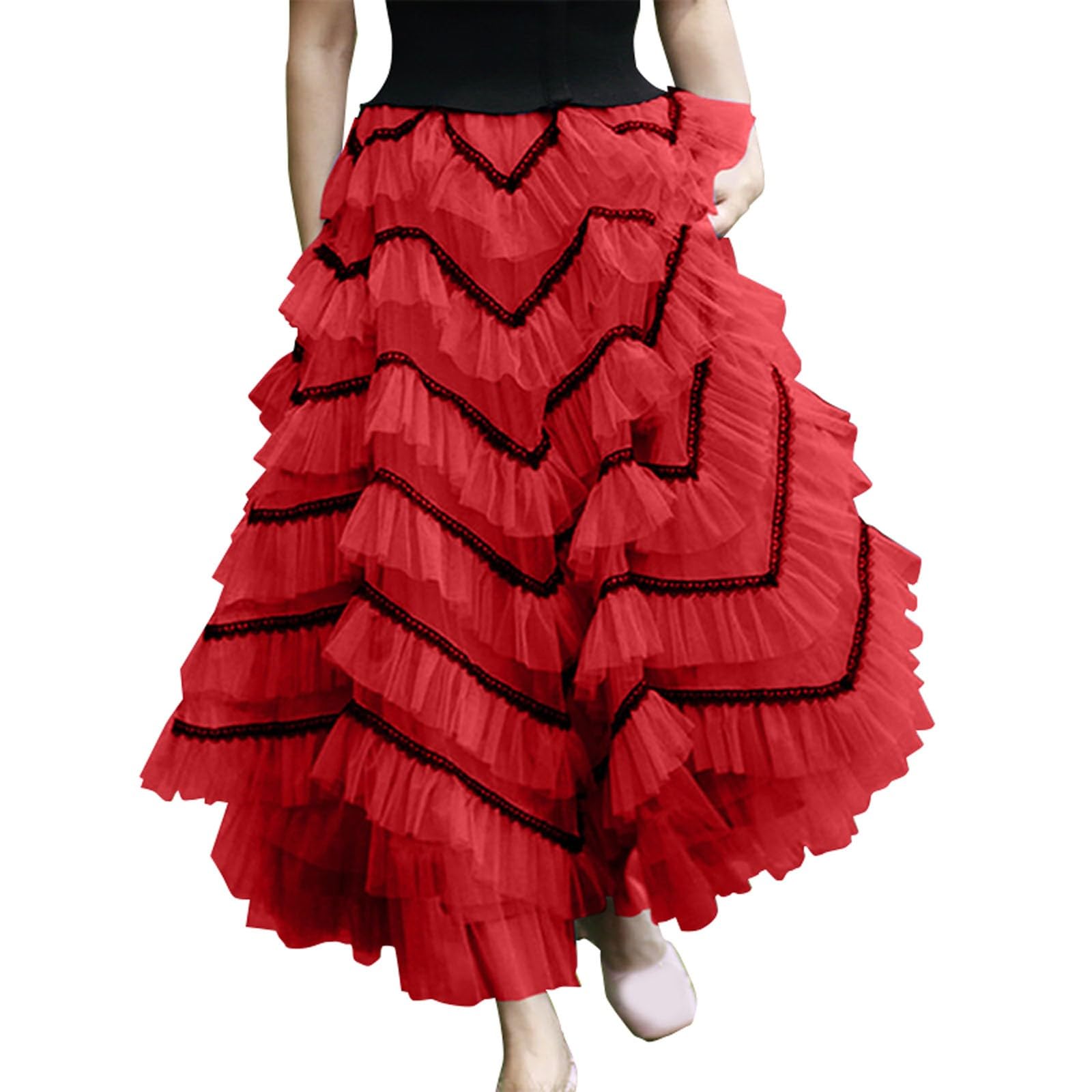 HOOUDO Damen Tüll Rock Unterrock NetzFeenMittellanger Langer Tanzrock Tüllrock Pink Petticoat Kurz Kinder Ballettkleid Ballettkleidung Mädchen Blau Umhang Schwarz Korsett