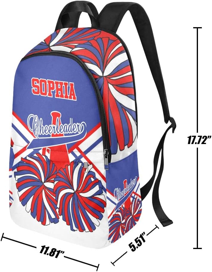 Personalized Cheer Blue White Red Cheerleader Backpack with Name Custom Travel Bag for women Men