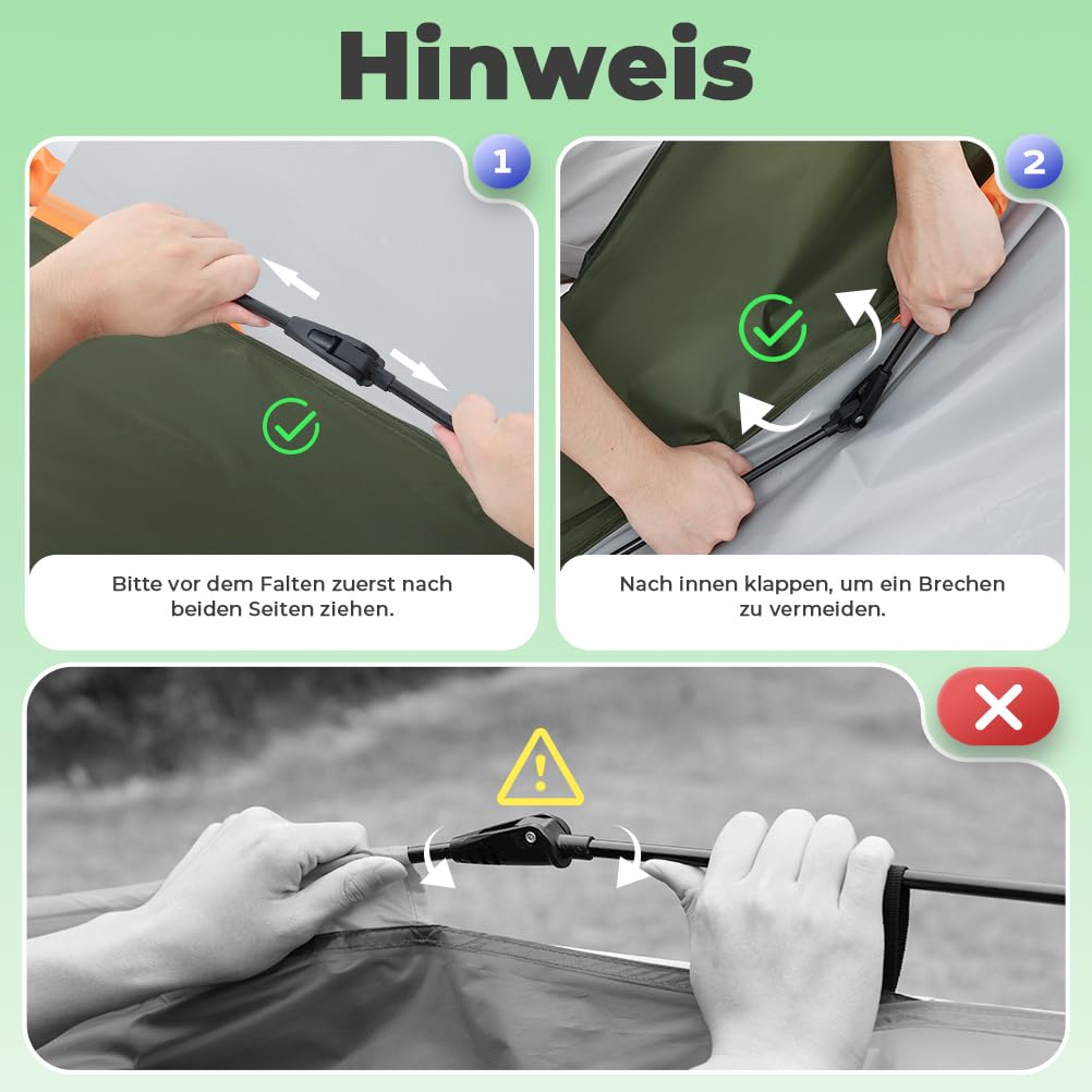 Camping Zelt Automatisches 3 Personen Instant Zelt Pop Up Zelt 4 Jahreszeiten Winddicht Wasserdicht Kuppelzelt mit 2 Mesh-Tür, 2 Mesh-Fenster, 2 in 1 Doppelschichten, Tragetasche für Familie