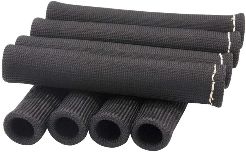 Ucreative Black 8pcs Fiberglass Spark Plug Heat Shield Protector and 12pc Engine Spark Plug Wire Separator Insulating Sleeve Spark Plug Wire Protector with Divider Suit for 8mm 9mm 10mm