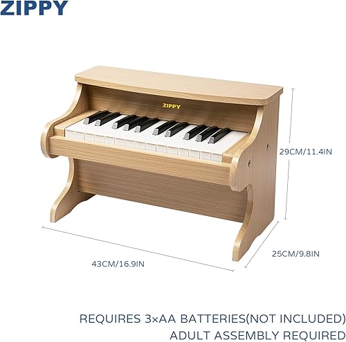 Vista 20 de ZIPPY Teclado de piano para niños, piano digital de 25 teclas para niños, mini instrumento educativo musical, juguete de madera para niños pequeños
