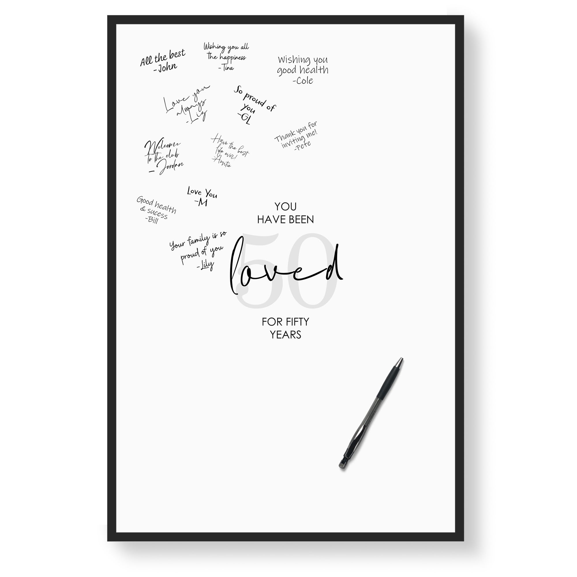 Karto 50th Birthday Signature Board for Party - Party Supplies, Guest Book, Signing Board, Or Card Alternative - Poster Size 11x17 (Unframed) - Loved
