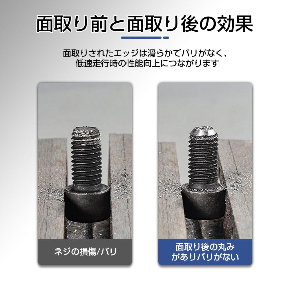バリ取りビット 外部面取りツール 3-19mm対応 ステンレス ボルト ネジ山 修理 六角軸 6.35mm 電動ドリル インパクトドライバー対応 HSS 高速鋼 研磨 ツール (シルバー)
