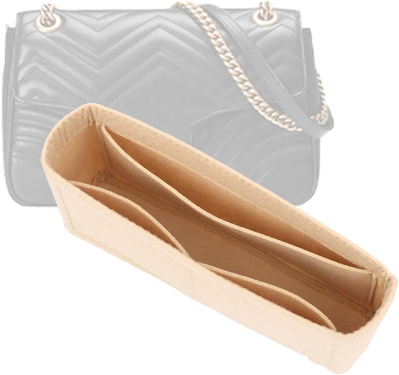 D.DUOPurse Organizer Insert with Pockets, Mini Handbag Tote Shaper for GG Marmont Matelasse Shoulder Bag, Turn Your Bag Into A Crossbody (Off White, Medium)