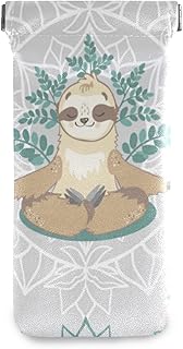 susiyo Cute Sloths with Yoga Pose Glasses Case Portable Microfiber PU Leather Soft Sunglasses Bag Eyeglasses Pouch Holder Squeeze Top for Women Men