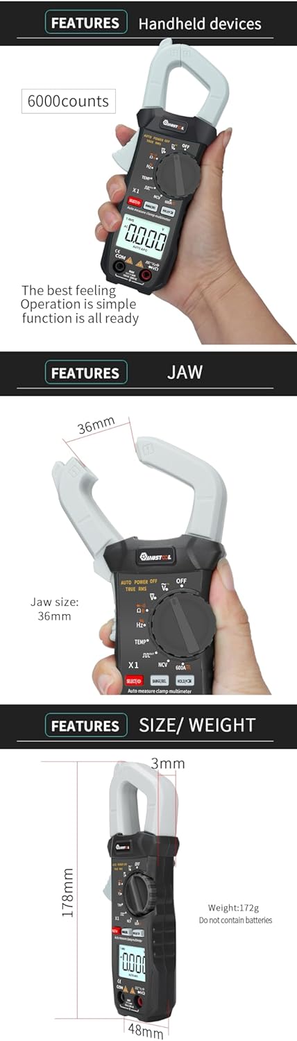 Image showing the battery compartment of the WnewTools X1 Clamp Meter, requiring two AAA 1.5V batteries