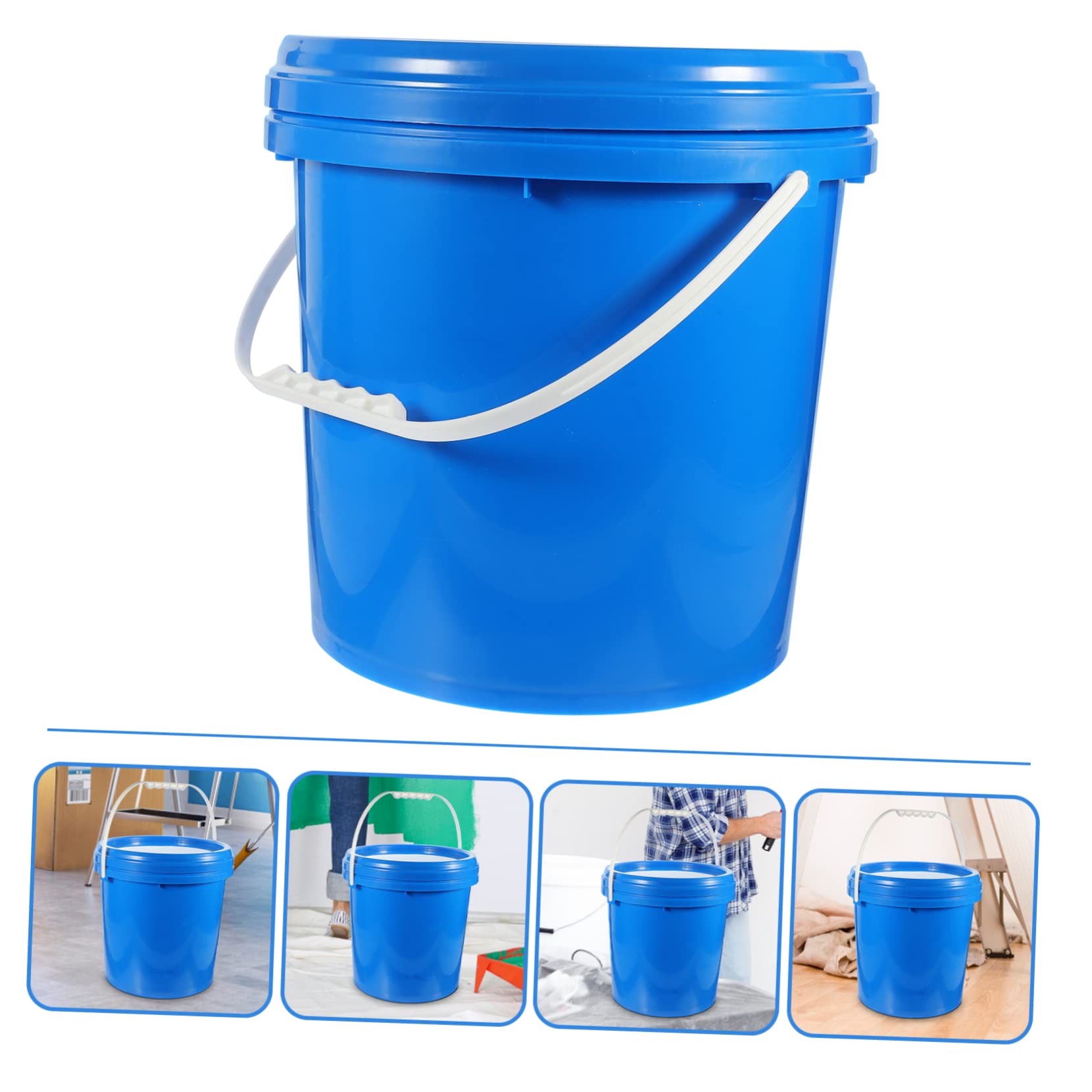 Cubo de Pintura Redondo de 10l con Tapa, Hdpe Azul | Alta Resistencia y Diseño con Asa, para Almacenamiento Diario y Embalaje de Pintura