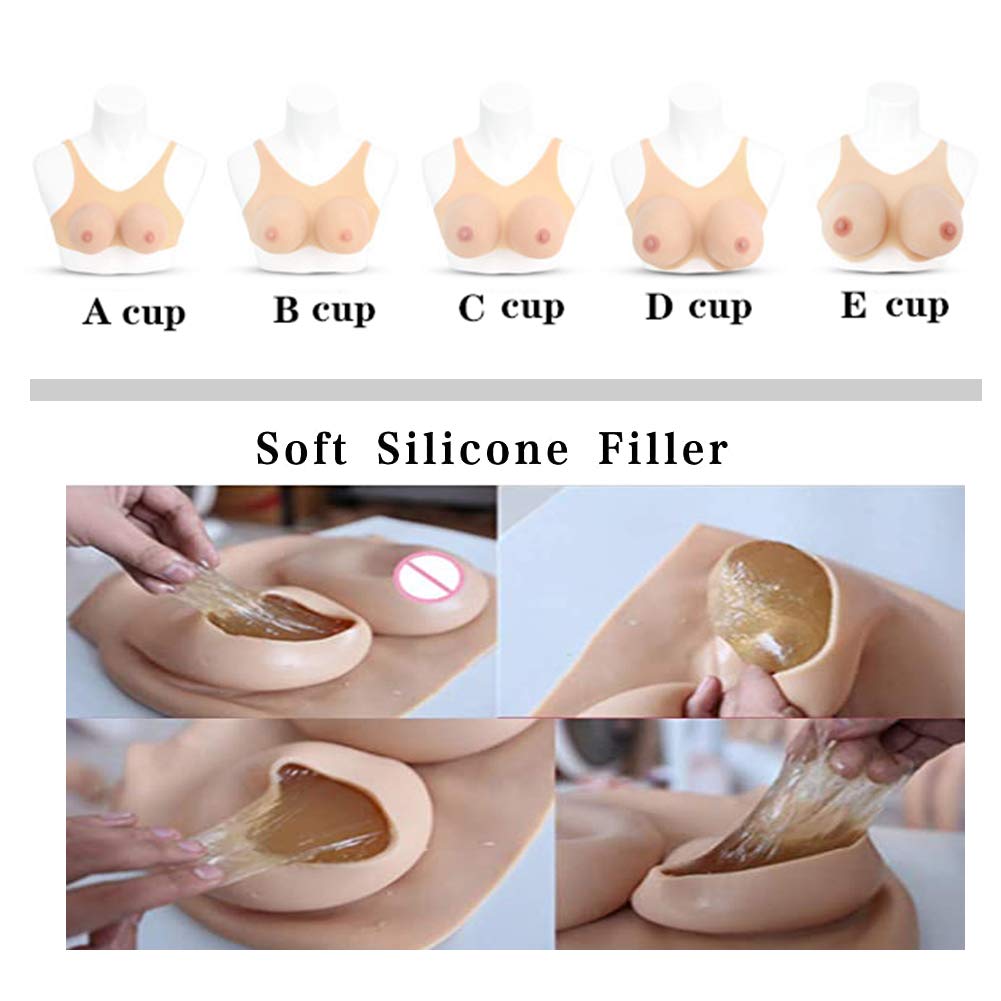 Pettorale in silicone finto con gel di silicone, collare rotondo grande, corazza realistica per crossdresser e drag queen