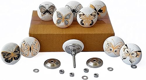 Miniatura 10 de Royal Kraft Sknob017 - Perillas de cerámica pintadas a mano vintage para armario de cocina, puerta y cajón, armario, armario (juego de 10)