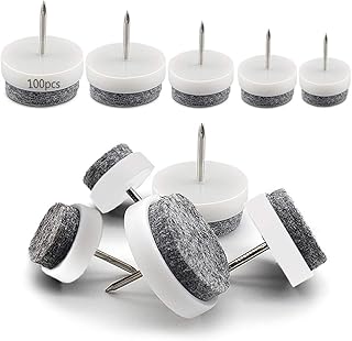 Anyingkai 100pcs Feltrini Sedie con Chiodo,Feltrini Tondi con Vite,Piedini in Feltro con Chiodo,Feltrini Tondi,Piedini in Feltro Rotondi,Piedini in Feltro,Feltrini per Sedie(Weiß)