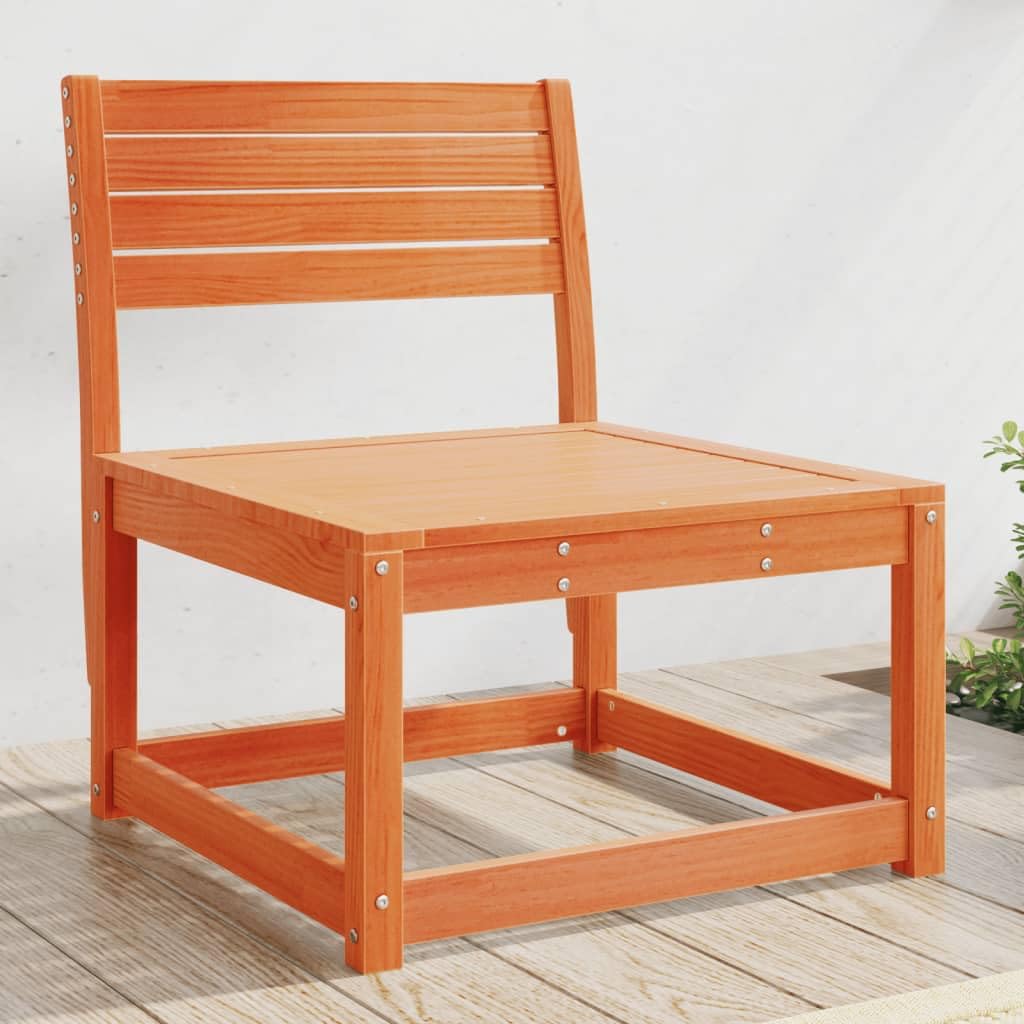 Sofá de jardín marrón cera de madera maciza de pino modular para exteriores sin reposabrazos, duradero y estable, con respaldo para terraza, jardín, diseño de listones