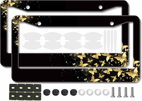 Miniatura 26 de 2 marcos de matrícula con diseño de bosque de luna llena para hombres y mujeres, soportes universales de metal verde luna y cielo nocturno con lazo