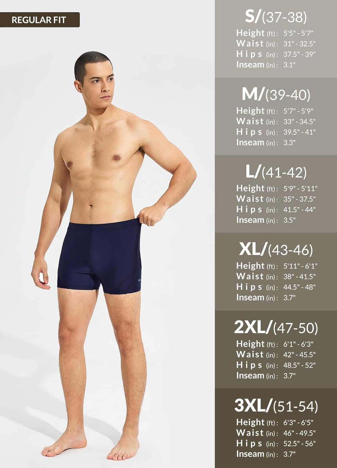 baleaf Men's Square Leg Athletic Swim Jammers Durable Training Splice Team Swimsuit