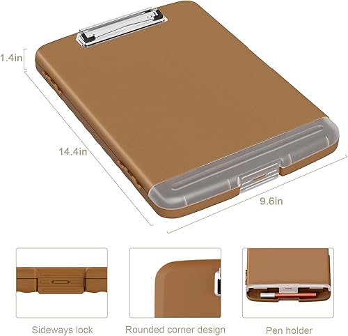 Miniatura 3 de Piasoenc Portapapeles con almacenamiento, caja de organización de 8.5 x 11 pulgadas con soporte para bolígrafo y carpeta de papel legal A4, folio