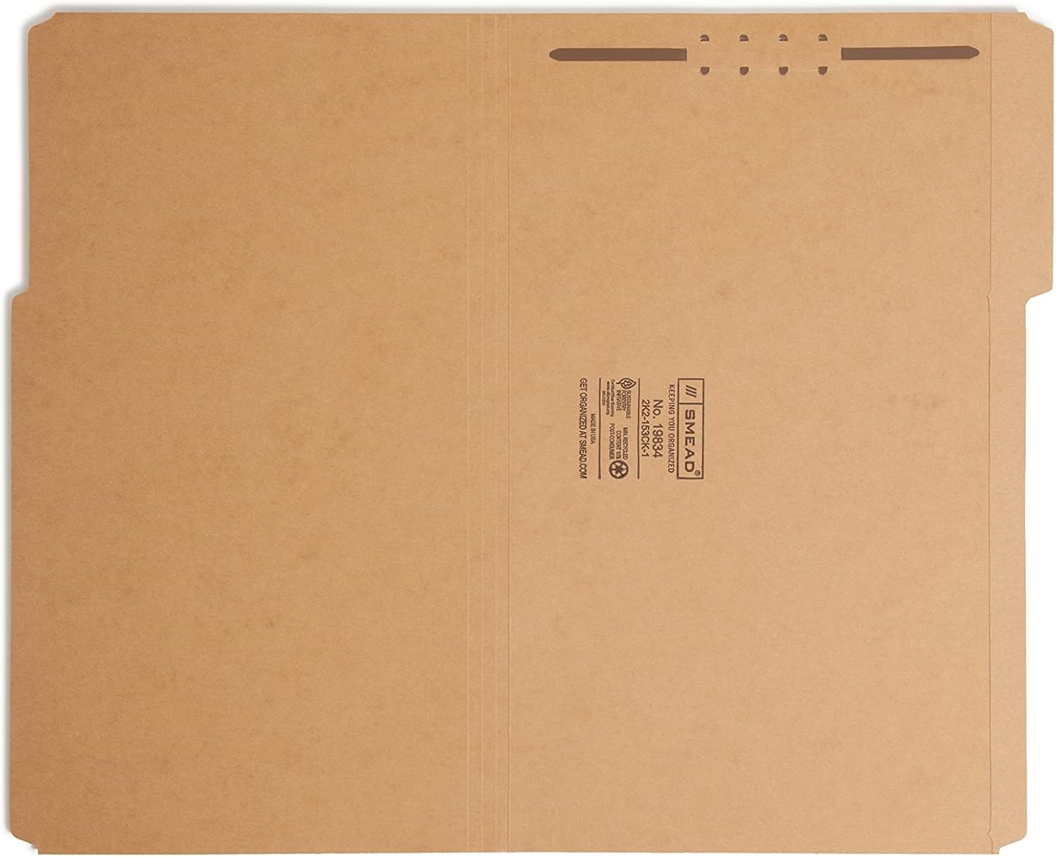Smead 19834 Schnellhefter, 1 Verschluss, verstärkte 1/3-Schnittlasche, legale Größe, Kraftpapier, 50 Stück pro Box