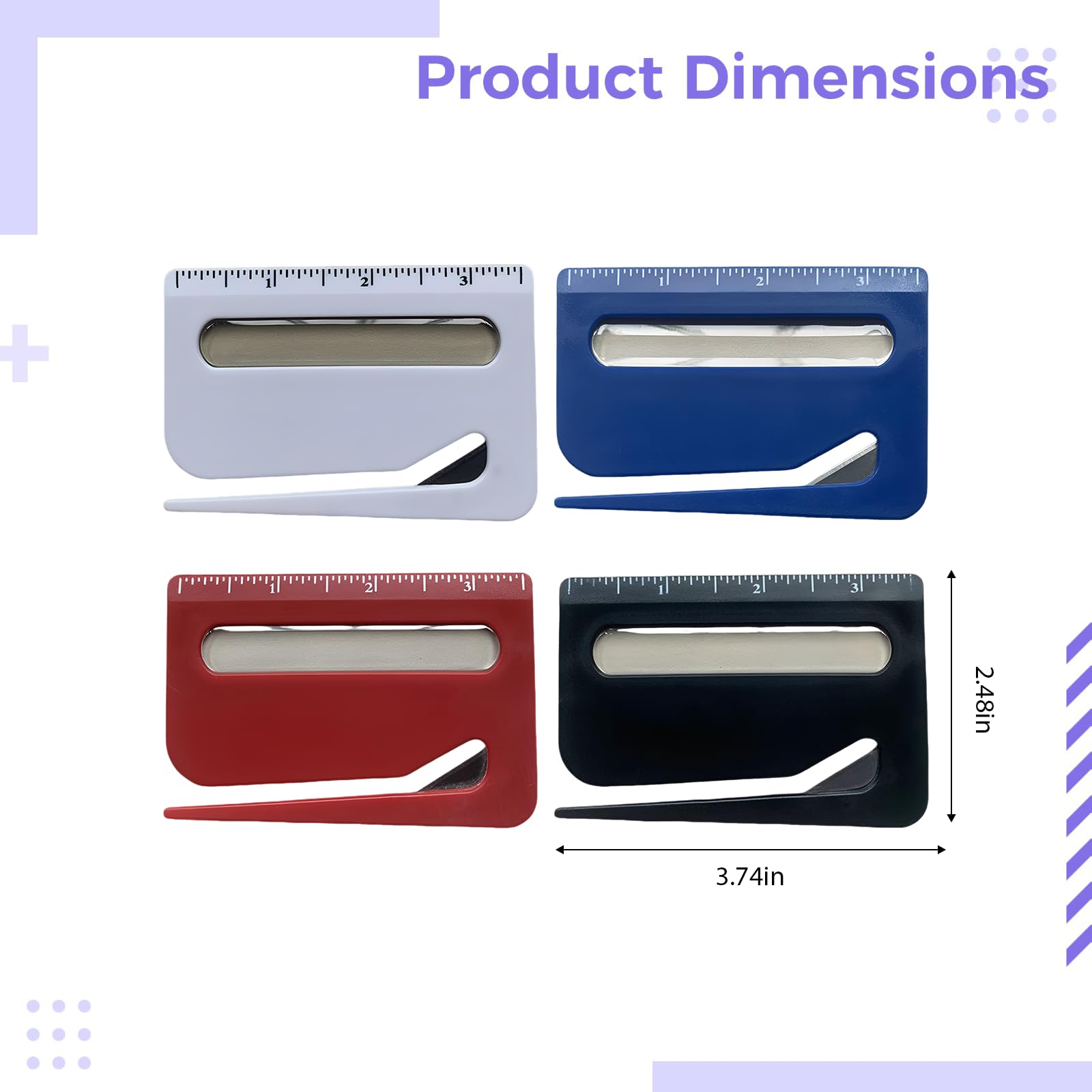 12 Stk Multifunktions-Brieföffner mit Lineal, Kunststoff-Kuvertöffner mit 3X-Lupe, Papiertrennwerkzeug, 3,7 x 2,6 x 0,12 Zoll, für Büro und Haushalt, sortierte Farben