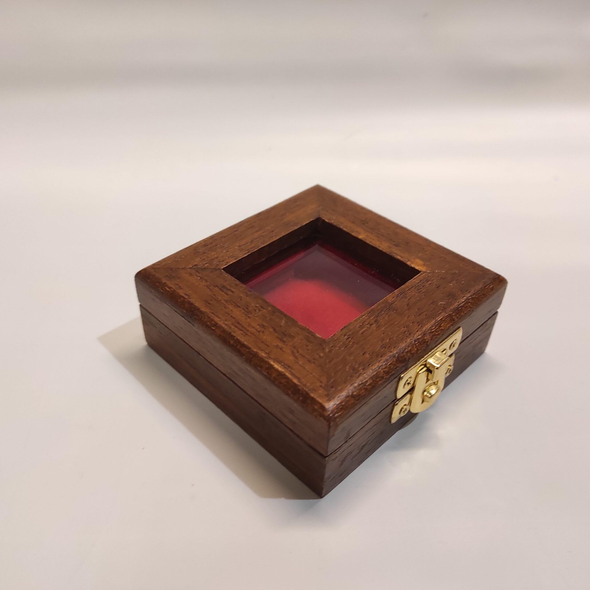 Écrin pour pièce et médaille en Velours Rouge, 1 Compartiment 50x50 mm, Bois Massif Fait Main en Italie, numismatique