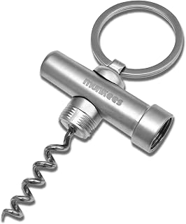Munkees Mini Keychain Corkscrew Tool, Small Key Ring Wine Opener, Emergency Travel Cork Wine Opener, Portable Backpack Camping Kit, Wine Enthusiasts, Waiters, Bartenders, Bottle Opener Gift Set